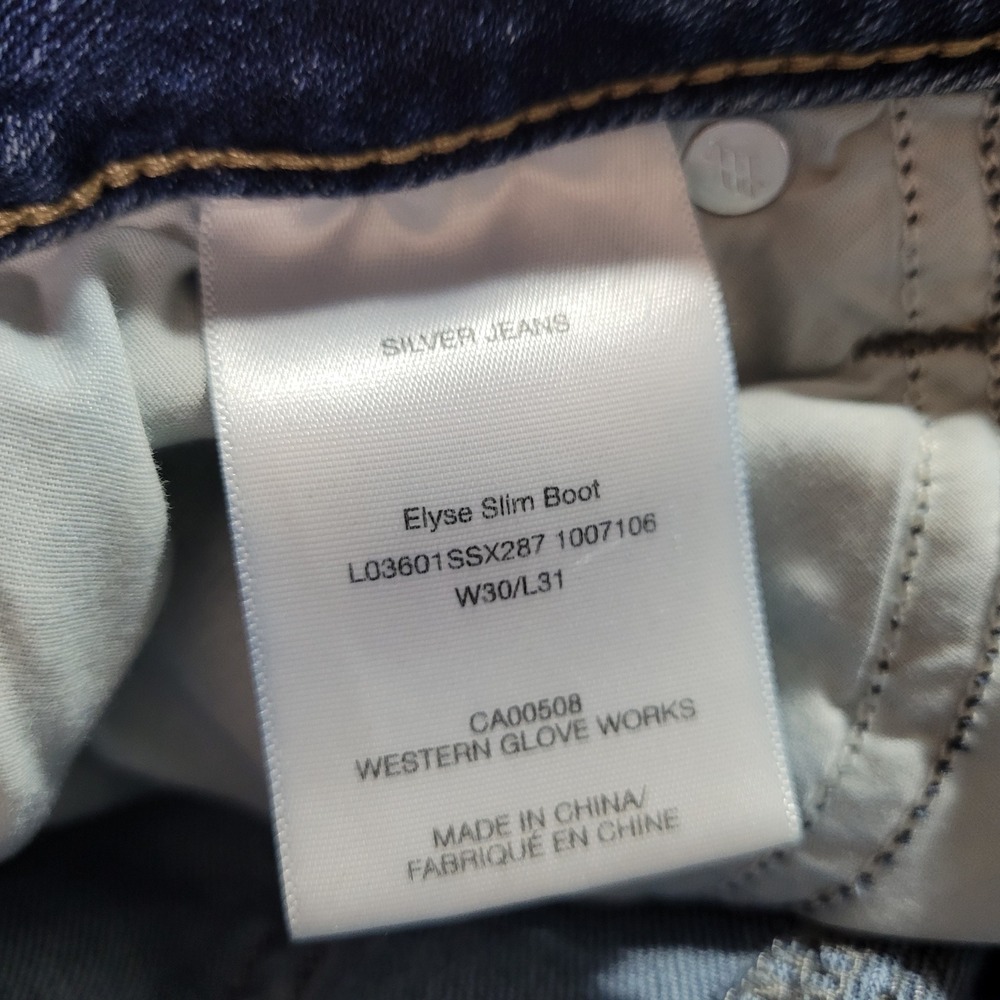 Silver Jeans Co Elyse Slim Boot Womens W30 L31 Blue Distressed Denim - Picture 11 of 13